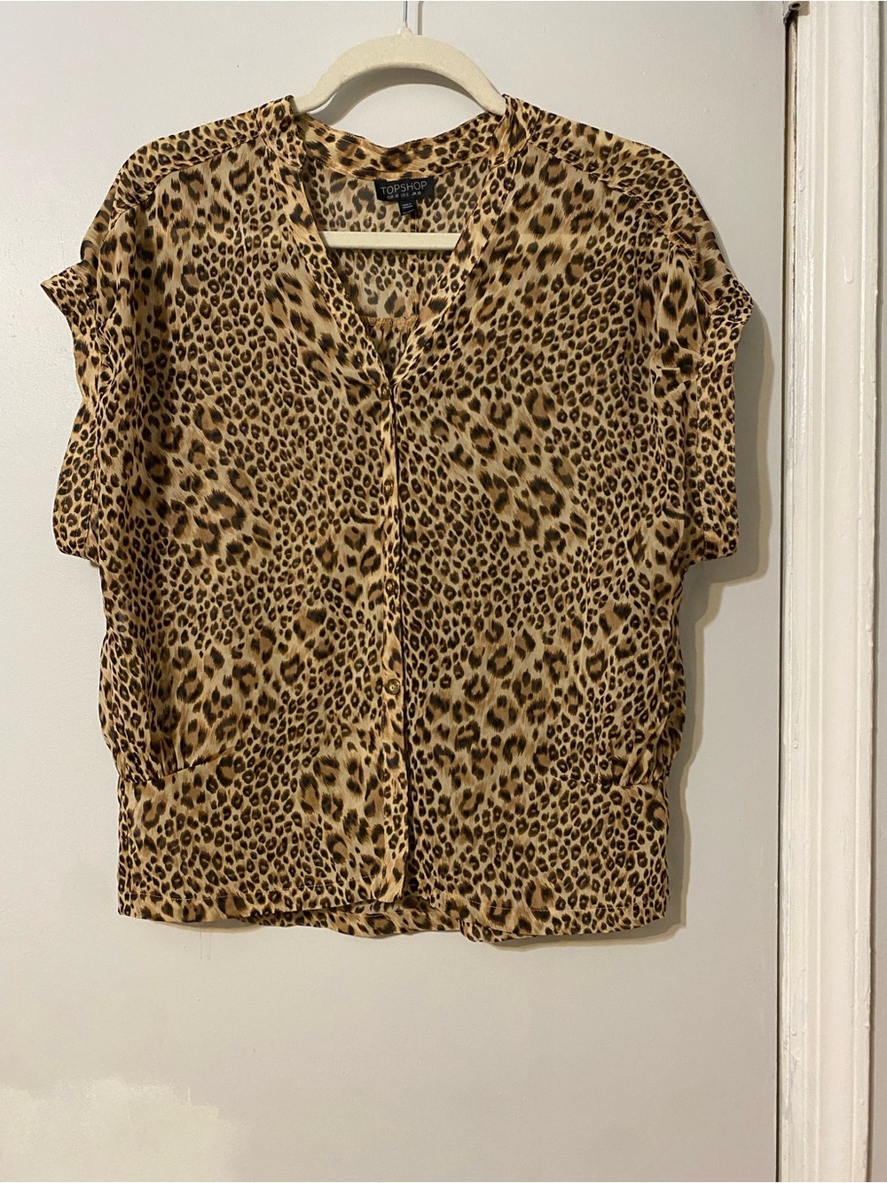 {Topshop} Leopard Print Short Sleeve Blouse ~ Size US 6 / EURO 38 / UK 10